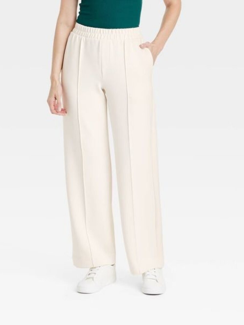 NWT A New Day Women's High-Rise Straight Leg Pull-On Pants, Size XL - Cream